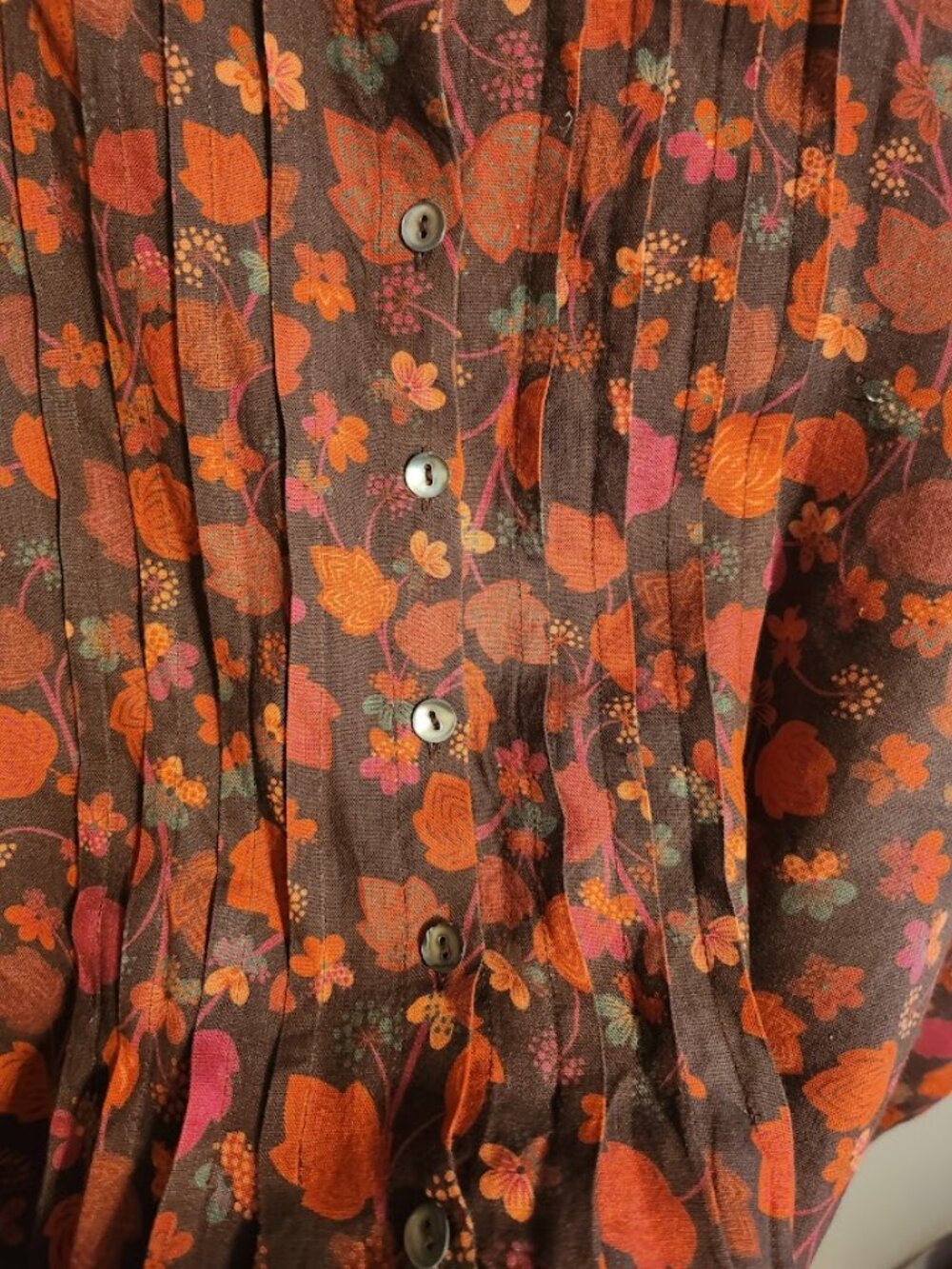 Gudrun Sjogren Linnea Dress 100% hemp Size M Red and Orange Floral Pattern - Picture 4 of 13